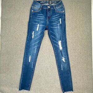 Gently Used Blue Republic Skinny‎ Jeans Ripped Distressed Size 1 Cotton Blend